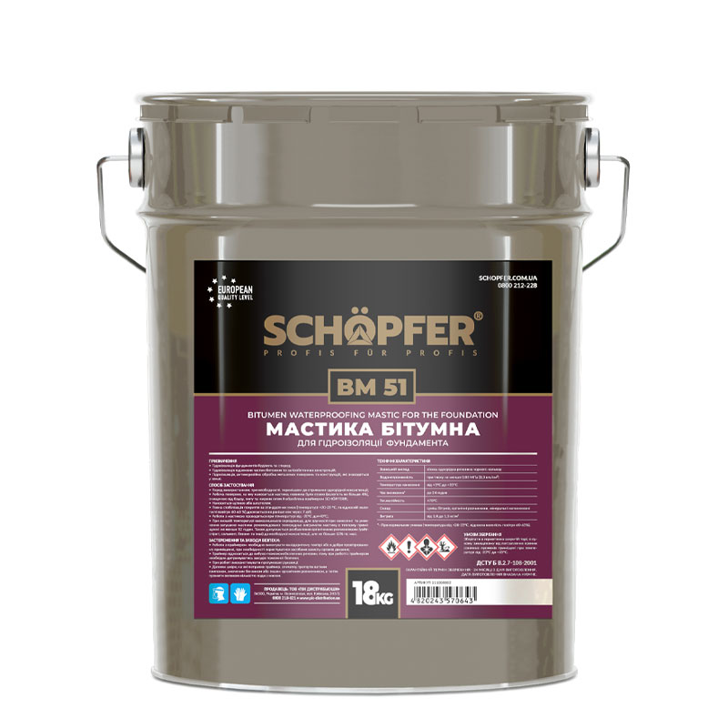 Мастика бітумна для гідроізоляції фундамента 18кг SCHÖPFER